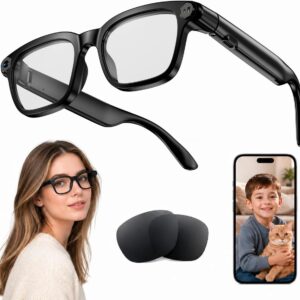 AI Smart Glasses with 8MP Camera, 4K Video, Photo Capture, Real-Time Translation, Recording, AI Assistant, Open-Ear Audio, Bluetooth, Object Recognition, Replaceable Sunglasses...