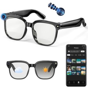 AI Smart Glasses with Camera, 4K 800W HD Video Recording Glasses with Audio, Bluetooth Sunglassess with Camera, Real-Time Translation, Voice Assistant, Object Recognition,...