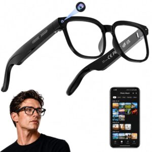 AI Smart Glasses with Camera, 4K HD Video & Photo Capture, Real-Time Translation, Recording Glasses with AI Assistant, Open-Ear Audio, Object Recognition, Bluetooth, for Travel...