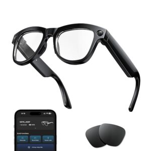 AI Smart Glasses with Camera, 4K Video Recording Glasses & 8MP Photo Capture, Open-Ear Bluetooth Audio Sunglasses, Real-Time Voice Translation, AI Assistant & Object Recognition...